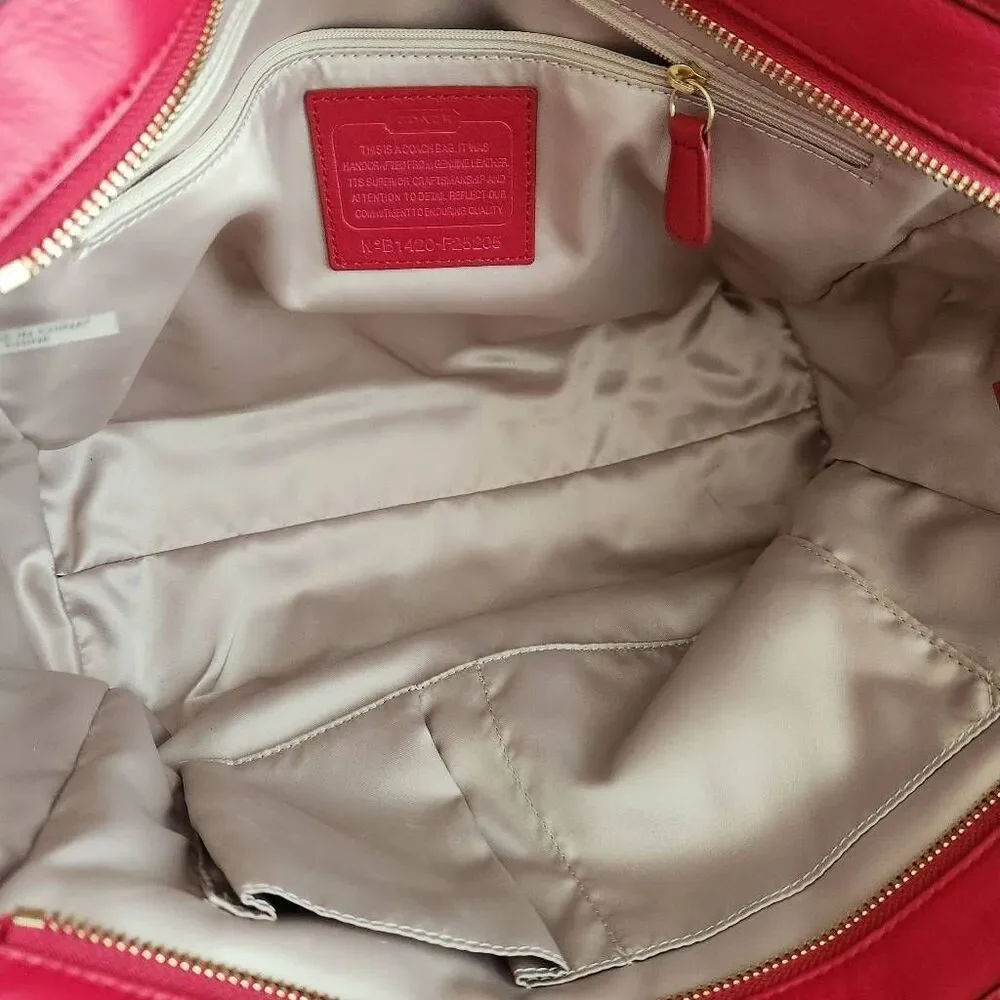 Coach Shoulder Bag‎ Taylor Red Leather Double  Handle Zipper Closure Tote